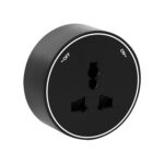 Power Track Socket | Smart Home Gadgets | Electrical Wall Outlet for Kitchen Office | with Blue Led Ring | Rail Outlet with Round and Aluminum (3-pin Round (Black)) - Image 2