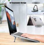 Premium Metal Folding Portable Laptop Stand Non-Slip Base Bracket, Tabletop Risers for 10-17 Inch Laptop & Keyboard & Tablet (Pack of 2) - Image 2