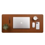 Premium Vegan Leather Desk Mat, Reversible Anti-Skid Mouse Pad, 90x40cm, Dual-Side Waterproof for Gaming, Office, Work from Home (TAN & Black) - Image 2