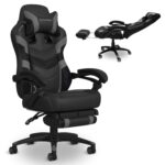 RESPAWN 110 Ergonomic Gaming Chair With Footrest Recliner - Racing Style High Back PC Computer Desk Office Chair - 360 Swivel, Lumbar Support, Adjustable Headrest Pillow, Padded Armrests - 2021 Grey - Image 2