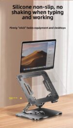 RT Adjustable 360-Degree Rotatable Metal Stand Holder for 10-17.3 Inch Laptops Foldable Notebook Stand Bracket Tablet PC Stands Adjustable Foldable Metal Computer Laptop Stand for MacBook - Image 2