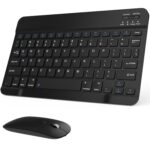Rechargeable Bluetooth Keyboard and Mouse Combo, Universal Ultra-Slim Wireless Keyboard Mouse Set for Android Windows iPad iPhone Samsung Tablet Portable Compact Keyboard Set (Black) - Image 2