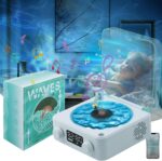 Retro-Style Wireless Waves Vinyl Bluetooth Speaker, Aqua Vinyl Speaker, The Waves Vinyl Player with Ambience Light and Clock for Bedroom, Office, Party - Image 2