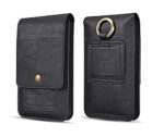 Royal Black Multi Function Leather Holster Pouch Belt Clip Case Mobile Phone, Double Mobile Pouch Belt Clip Cases Waist Bag Pack Compatible for Realme V15 5G - Image 2