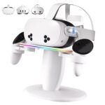 SAQICO Fast Charging Dock for Me-ta Quest 3/3s/2 Headset and Rift/pro/Pico/HTC,RGB Charging Station & Display Stand for Me-ta Controllers, with USB-C Cable & Charging Port & Tidy VR Accessories - Image 2