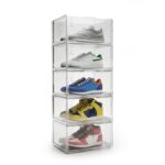 SHOEGR Safe Shoe Storage Organizer Pack of 5 | Transparent Heavy Duty Sneaker Storage Box | Front Drop Crates with Magnetic Closure | Large Size Fits up to UK14 - Image 2