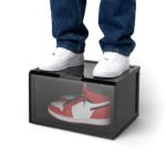 SHOEGR Safe | Shoe Storage Organizer | Sneaker Storage Box | Black Heavy-Duty Shoes Boxes | Side Drop Crates with Magnetic Closure | Large Storage Box | Fits upto Size UK14 (Black, Pack of 1) - Image 2