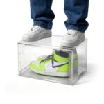 SHOEGR Safe Shoe Storage Organizer | Transparent Heavy Duty Sneaker Storage Box | Side Drop Crate with Magnetic Closure | Large Size Fits up to UK14 | Pack of 1 - Image 2