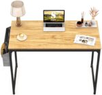 STAR WORK - Computer Desk Study Writing Table with 2 Hooks for Home Office, Modern Simple Style PC Desk, Black Metal Frame Laptop Table with Storage Bag (30"(H) X40(W) X19(D) in) - Image 2