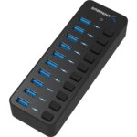 Sabrent 10-Port 60W USB 3.0 Hub with Individual Power Switches and LEDs Includes 60W 12V/5A Power Adapter (HB-BU10) - Image 2