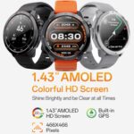 Shyenah MG03 1.43 HD AMOLED GPS Adventure & Sports Smartwatch, Superlight Metal Alloy with HD Voice Calling, Kriki AI Health Assistant (Heartrate Stress HRV SPO2 Sleep) Compass Altimeter (Black Band) - Image 2