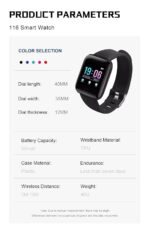 Smart Fitness Watch with Heart Rate Monitor, Step Counter, Sleep Tracking, Sports Mode, IP67 Waterproof, Bluetooth Smartwatch for Men and Women, Black - Image 2