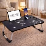 Smart Latest Multipurpose Foldable Laptop Table with Cup Holder, Study Table, Bed Table, Foldable and Portable/Ergonomic & Rounded Edges/Lifetime Non-Slip Legs (Flower New) - Image 2