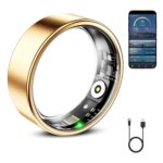 Smart Ring for Women & Men, Smart Ring Health Tracker, Blood Oxygen & Heart Rate Monitor, Long Lasting Battery Sleep Ring, Waterproof Fitness Ring (Gold, #7) - Image 2