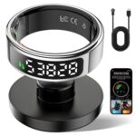 Smart Ring with Display - Heart Rate, Sleep Insights, Fitness Ring for Men & Women - IP68 Waterproof, Gesture Control, Long Battery Silver #09 - Image 2