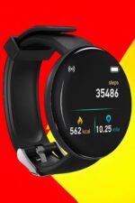 Smart Watch for Men, Black, Fitness Tracker with Heart Rate Monitoring, 1.3 Inch Display, Silicone Band - Image 2