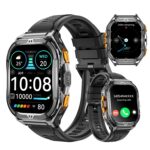 Smartwatch for Men GPS Sports Watch, 1.96" AMOLED Display, 5ATM Waterproof Metal Military Smart Watches, Fitness Activity Tracker with Compass Pedometer Sleep/Heart Rate Monitor for Android iOS Black - Image 2
