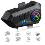Sounce Bluetooth Motorcycle Helmet Headset with Dual Phone Connection, Wireless 5.3, Hands-Free Calling, Music & GPS Navigation Support, IP67 Waterproof, Universal Helmet Compatibility for Android - Image 2