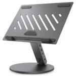 Spigen ArcDock Laptop Stand with 6 in 1 Hub, USB-A 3.0, USB-C 3.0, PD 100W, 4K 60Hz HDMI Universal Adjustable Folding Laptop Dock with 360 Rotatable Riser - Space Grey - Image 2