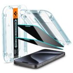 Spigen Ez Fit Privacy Tempered Glass Full Screen Protector Guard For iPhone 15 Pro [2 Pack] - Image 2