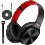 Studio Headphone Over Ear Stereo Monitoring Closed Back-Red Headphones for PC, Phone, Chatting, Music, DJ, Podcast (Classical Black-Red) - Image 2