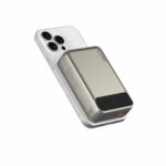 Stuffcool Click 20000mAh Magnetic Wireless Powerbank Natural Titanium Finish Perfect for iPhone 16,15,14,13,12 with Led Display and 20W Fast Wired Charging - Charges iPhone 50% in 30 mins - Image 2