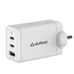 Stuffcool Nova 65W Gan Charger Made in India 3 Ports Supports Samsung PPS USB Super Fast Charging 2.0, Compatible with Macbooks Laptops iPhones Ipads, Samsungs, Pixels, White - Image 2