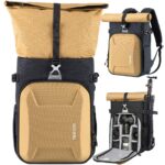 TARION Camera Backpack Canvas Camera Bag with Removable Laptop Compartment Waterproof Rain Cover Photography Backpack for DSLR SLR Mirrorless Cameras Video Camcorder Black - Image 2