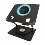 TARKAN 360° Rotating Laptop Stand with Fan, Supports 12"-17” Laptops Upto 5kg, Carbon Steel with Anti Rust Body Built-in Cooler Fan (Black) - Image 2