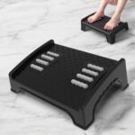 Techhark® Ergonomic Under Desk Foot Rest with Massage Rollers, 40 x 29 x 12.3 cm, Anti-Slip Design, Black - Image 2