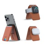 Tempt Trigo 15W Mag-MagsafeSafe Wallet Charger | Ultra Slim | Premium Soft Leather Card Holder Upto 3 Cards | Magnetic Wireless Charger | Free Type C Cable (Brown) - Image 2