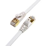 Tera Grand - CAT7 10 Gigabit Ethernet Ultra Flat Patch Cable for Modem Router LAN Network PlayStation Xbox - Built with Gold Plated & Shielded RJ45 Connectors, 100 Feet White - Image 2