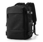 Travel Backpack Simple Durable Carry On Backpack with Shoe Compartment, Personal Item Travel Bag Flight Approved, Water Resistant Laptop Backpack for Women Men Weekender Business, Black - Image 2