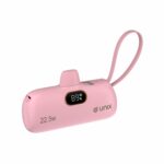 UNIX UX-1538 Slim 5000mAh Power Bank | 22.5W Fast Charging | Built-in Lightning & Type-C Cables | Digital Display | Ultra-Compact Mini Capsule Design | BIS Certified (Pink) - Image 2