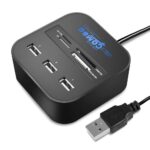 USB Hub 2.0 Card Reader Combo 3 USB Ports and All in one Card Reader for Pen Drives Cameras Mobiles PC Laptop Notebook Tablet, Docking Station, MS, MS Pro, SD, Micro SD Support (Black) - Image 2