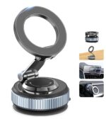 Vacuum Magnetic Car Phone Holder Stand, 360° Adjustable, Foldable for Magsafe & Android - Image 2