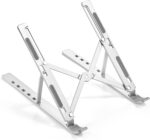 VeeDee Portable Laptop Stand, Metal Foldable Riser with 6 Adjustable Height Levels, Ergonomic Ventilated Desktop Holder Compatible with MacBook, iPad, and 10-15.6 Inch Notebooks - Silver - Image 2