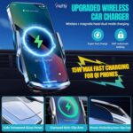 Wireless Car Charger,15 W Qi Charging, Automatic Sensor Auto-Clamping Car Phone Holder, Windshield Dashboard Air Vent Phone Mount,Compatible for iPhone, Xiaomi, Google, Honor,Oppo,etc - Image 2