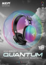 Wireless Headphones, KM-850H Quantum, Bluetooth 5.4, 16 Hours Music Time, Gaming Mode with RGB Lights, Type-C Charging Grey - Image 2