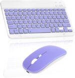 Wireless Keyboard, Rechargeable10 Ultra Slim Universal Tablet Keyboard with Wireless Mouse, Wireless Bluetooth Keyboard for iOS/Android/Windows, Laptops, PC, Phones (Purple, Standard) - Image 2