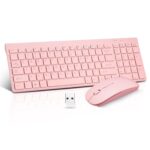 Wireless Keyboard and Mouse Combo, Compact Quiet Wireless Keyboard and Mouse Set 2.4G Ultra-Thin Sleek Design for Windows, Computer, Desktop, PC, Notebook, Laptop-Sakura Pink - Image 2