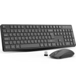 Wireless Keyboard and Mouse Set, Full Size Wireless Keyboard Ergonomic Design & Quiet USB Cordless Mouse Combo UK Layout, 12 Multimedia Shortcuts for Windows Computer PC Laptop Desktop ,Black - Image 2