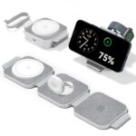 ZORBES® 3 in 1 Magnetic Foldable Mag-Safe Compatible Wireless Charger, Fast Wireless Charger Dock, Travel Charging Pad for iPhone 17 16 15 14 13 12 Pro Max Plus Watch Series & Air-Pods 4/3/2/Pro - Image 2