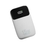 alain PowerFlex 20000mAh Power Bank with 15W Wireless Fast Charging, Dual Built-in Cables, LED Display & Quick Charge Support | BIS-Certified Portable Battery Backup for Android & iPhone (White) - Image 2