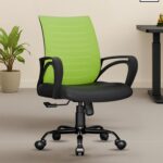 beAAtho® Verona Mesh Mid-Back Ergonomic Desk Office Chair with Tilting Mechanism, Comfortable Seat, and Revolving Heavy Duty Metal Base | Ideal for Work from Home & Study (Green) - Image 2
