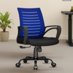 beAAtho® Verona Mesh Mid Back Ergonomic Home Office Chair with 3-Years Limited Warranty, Tilting & Height Adjustable Mechanism, Heavy Duty Metal Base Ideal for Office Work & Study (Blue) - Image 2