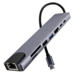 carecase 8-in-1 USB-C Hub Dock | Premium Aluminum Type-C Adapter with 4K HDMI, 100Mbps Ethernet, USB 3.0, 100W PD Charging, TF/SD Card Reader | Universal for Mac & Windows USB-C Devices.(ABC)(K) - Image 2