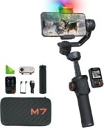 hohem Isteady M7 3 Axis Gimbal Stabilizer for iPhone and Smartphone W/AI Tracking,Detachable Touchscreen Remote,Extension Pole,Magnetic Fill Light for Video Recording, Black - Image 2