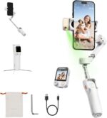 hohem iSteady V3 Ultra Gimbal Stabilizer for iPhone,Phone Gimbal with AI Tracking,Built-in Extendable Rod & Tripod,Fill Light,Detachable Remote Control,Stabilizer for Video Recording| White - Image 2