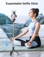 i19, Selfie Stick with Tripod Stand, Black, Compatible with Mobile Phone and iPhone, Samsung, Bluetooth Extendable, 360 Degree Rotation, Portable Selfie Stand for Perfect Photos and Videos - Image 2